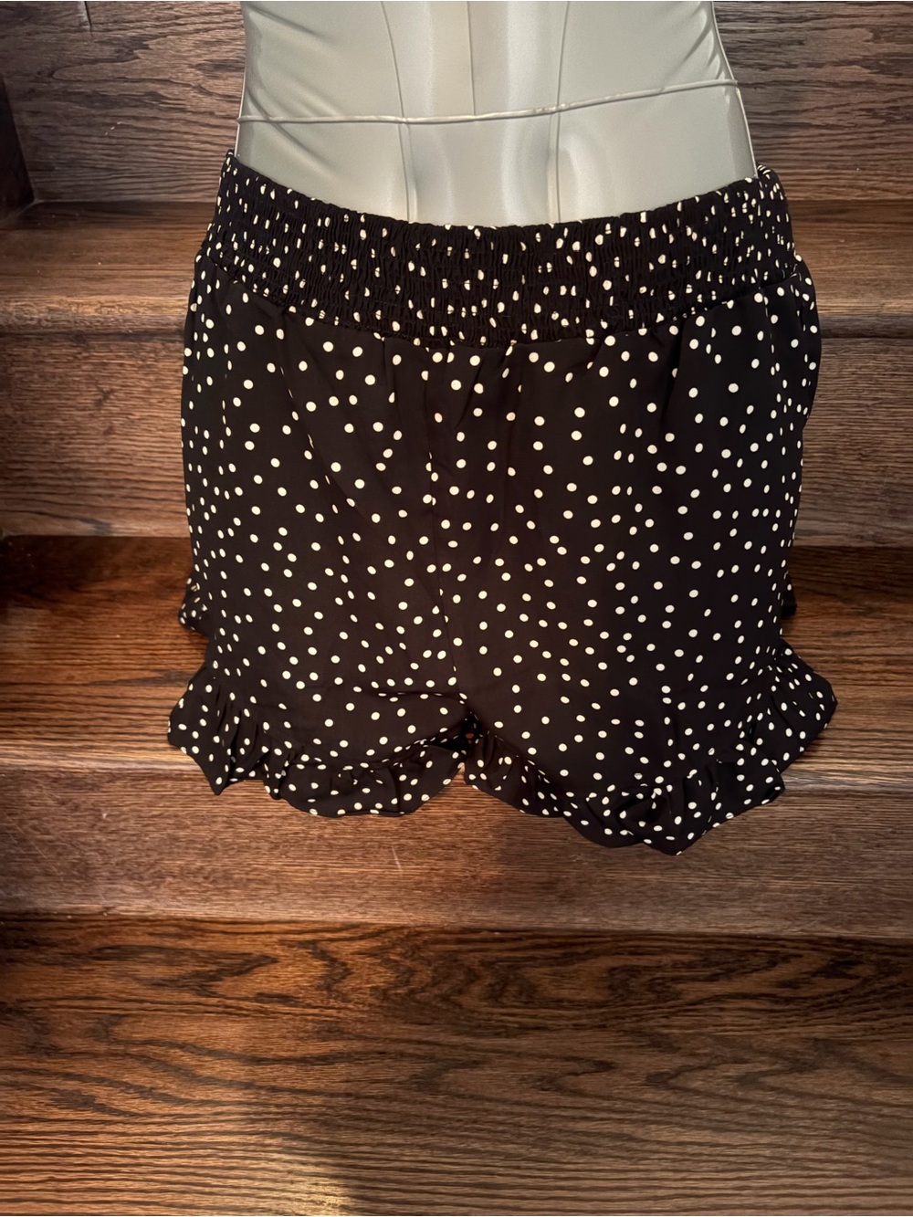 Cozy Casual Black Polka Dot High Waist Shorts